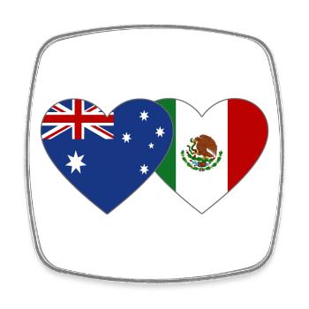 Australien Mexiko Flagge Herz - Viereckiger Kühlschrankmagnet - Weiß - Vorne