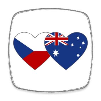 Tschechien Australien Flagge Herz - Viereckiger Kühlschrankmagnet - Weiß - Vorne