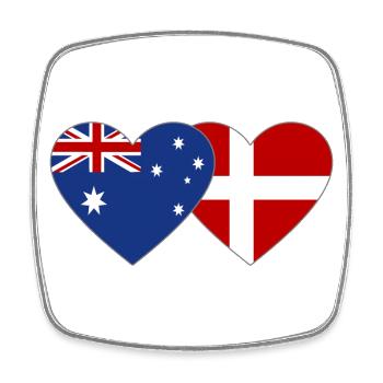Australia Denmark Flag Heart - Square fridge magnet - white - Front