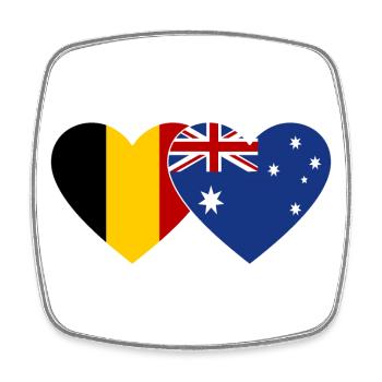 Belgium Australia Flag Heart - Square fridge magnet - white - Front
