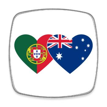 Portugal Australien Flagge Herz - Viereckiger Kühlschrankmagnet - Weiß - Vorne