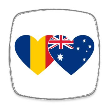 Rumänien Australien Flagge Herz - Viereckiger Kühlschrankmagnet - Weiß - Vorne