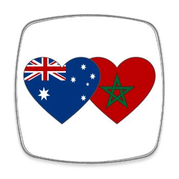 Australien Marokko Flagge Herz - Viereckiger Kühlschrankmagnet - Weiß - Vorne