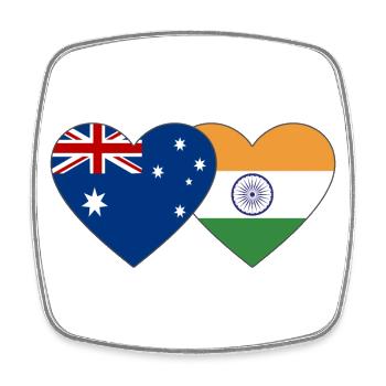 Australien Indien Flagge Herz - Viereckiger Kühlschrankmagnet - Weiß - Vorne