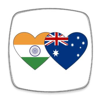 Indien Australien Flagge Herz - Viereckiger Kühlschrankmagnet - Weiß - Vorne