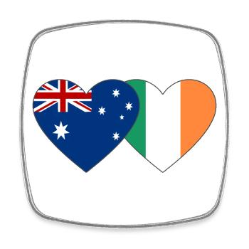 Australia Ireland Flag Heart - Square fridge magnet - white - Front