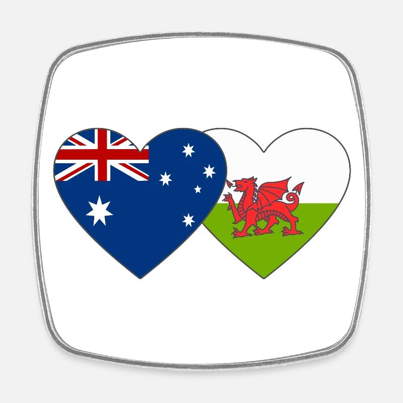 Australia Wales Flag Heart - Square fridge magnet - white