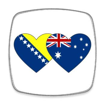 Bosnien Australien Flagge Herz - Viereckiger Kühlschrankmagnet - Weiß - Vorne