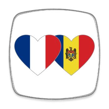 Frankreich Moldawien Flagge Herz - Viereckiger Kühlschrankmagnet - Weiß - Vorne