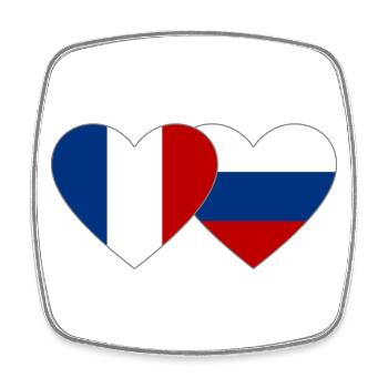 France Russie Flag Coeur - Magnet carré - blanc - Devant