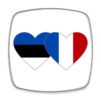Estonia France Flag Heart - Square fridge magnet - white - Front