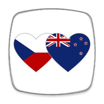Tschechien Neuseeland Flagge Herz - Viereckiger Kühlschrankmagnet - Weiß - Vorne