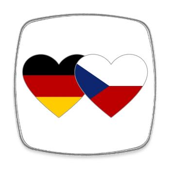 Germany Czech Republic Flag Heart - Square fridge magnet - white - Front