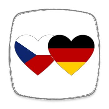 Czech Republic Germany Flag Heart - Square fridge magnet - white - Front