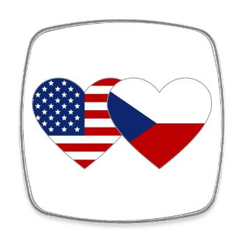 USA Tschechien Flagge Herz - Viereckiger Kühlschrankmagnet - Weiß - Vorne