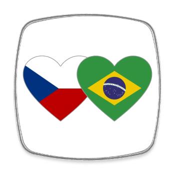 Czech Republic Brazil Flag Heart - Square fridge magnet - white - Front