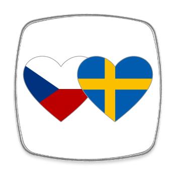 Czech Republic Sweden Flag Heart - Square fridge magnet - white - Front
