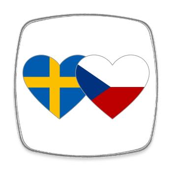 Schweden Tschechien Flagge Herz - Viereckiger Kühlschrankmagnet - Weiß - Vorne