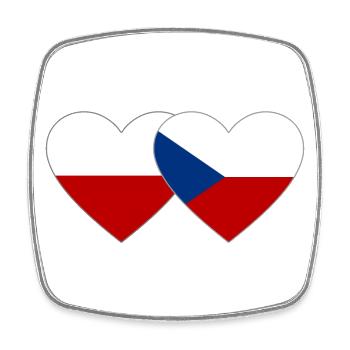 Polen Tschechien Flagge Herz - Viereckiger Kühlschrankmagnet - Weiß - Vorne