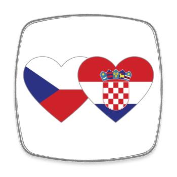 Tschechien Kroatien Flagge Herz - Viereckiger Kühlschrankmagnet - Weiß - Vorne