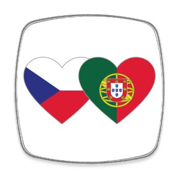 Tschechien Portugal Flagge Herz - Viereckiger Kühlschrankmagnet - Weiß - Vorne
