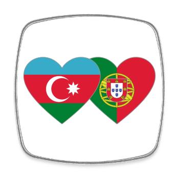 Azerbaijan Portugal Flag Heart - Square fridge magnet - white - Front
