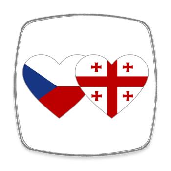 Tschechien Georgien Flagge Herz - Viereckiger Kühlschrankmagnet - Weiß - Vorne