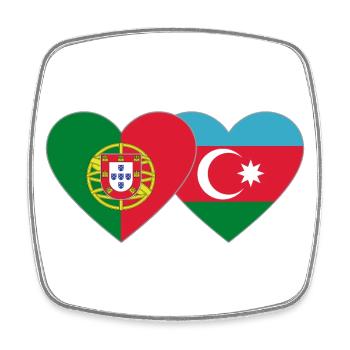 Portugal Azerbaijan Flag Heart - Square fridge magnet - white - Front