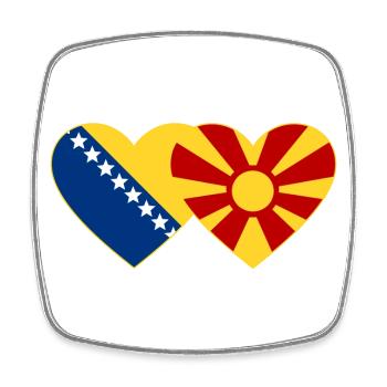 Bosnie Macédoine Drapeau Coeur - Magnet carré - blanc - Devant