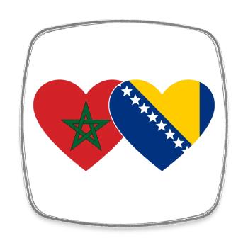 Marokko Bosnien Flagge Herz - Viereckiger Kühlschrankmagnet - Weiß - Vorne