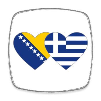 Bosnia Greece Flag Heart - Square fridge magnet - white - Front