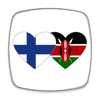 Finnland Kenia Flagge Herz - Viereckiger Kühlschrankmagnet - Weiß - Vorne