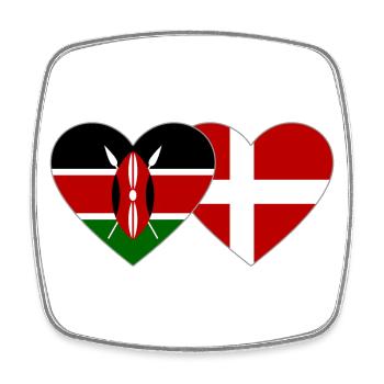 Kenia Dänemark Flagge Herz - Viereckiger Kühlschrankmagnet - Weiß - Vorne