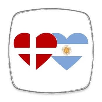 Dänemark Argentinien Flagge Herz - Viereckiger Kühlschrankmagnet - Weiß - Vorne