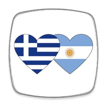 Greece Argentina Flag Heart - Square fridge magnet - white - Front