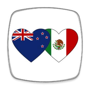 Neuseeland Mexiko Flagge Herz - Viereckiger Kühlschrankmagnet - Weiß - Vorne