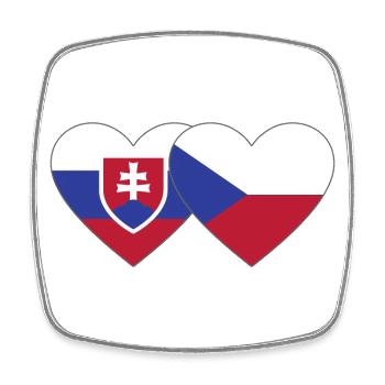 Slovakia Czech Republic Flag Heart - Square fridge magnet - white - Front