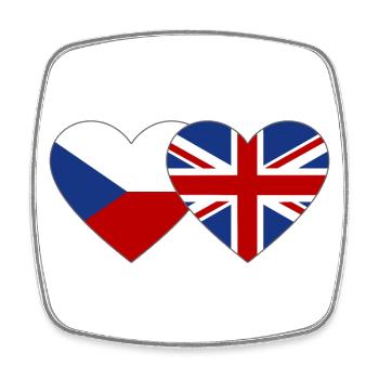 Tschechien England Flagge Herz - Viereckiger Kühlschrankmagnet - Weiß - Vorne