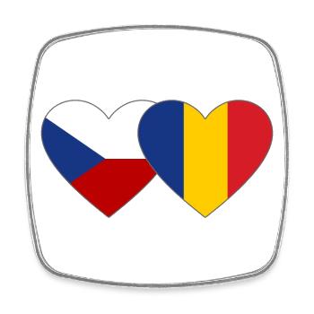 Czech Republic Romania Flag Heart - Square fridge magnet - white - Front