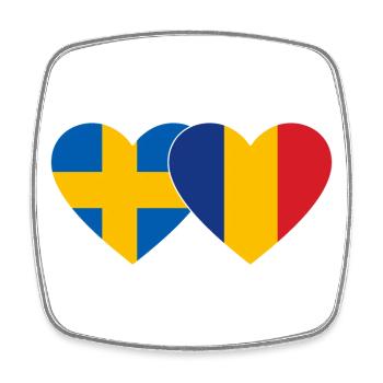 Sweden Romania Flag Heart - Square fridge magnet - white - Front