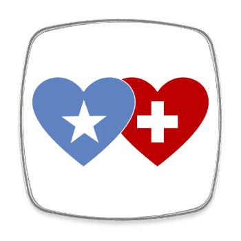 Somalie Suisse Flag Coeur - Magnet carré - blanc - Devant