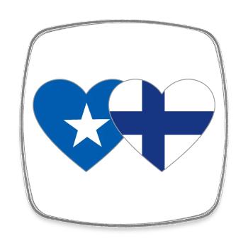 Somalia Finnland Flagge Herz - Viereckiger Kühlschrankmagnet - Weiß - Vorne