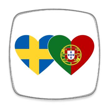 Suède Portugal Flag Coeur - Magnet carré - blanc - Devant
