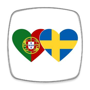 Portugal Suède Flag Coeur - Magnet carré - blanc - Devant