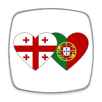 Georgien Portugal Flagge Herz - Viereckiger Kühlschrankmagnet - Weiß - Vorne