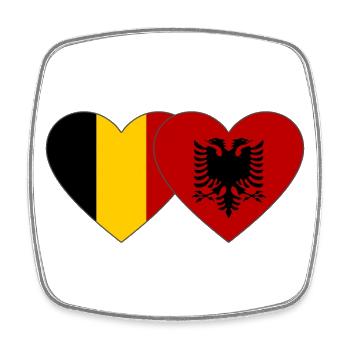 Belgien Albanien Flagge Herz - Viereckiger Kühlschrankmagnet - Weiß - Vorne