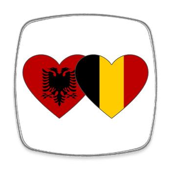 Albanie Belgique Drapeau Coeur - Magnet carré - blanc - Devant