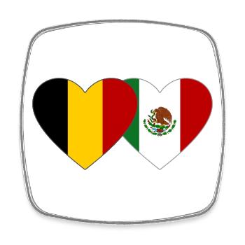 Belgien Mexiko Flagge Herz - Viereckiger Kühlschrankmagnet - Weiß - Vorne