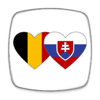 Belgien Slowakei Flagge Herz - Viereckiger Kühlschrankmagnet - Weiß - Vorne