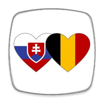 Slowakei Belgien Flagge Herz - Viereckiger Kühlschrankmagnet - Weiß - Vorne